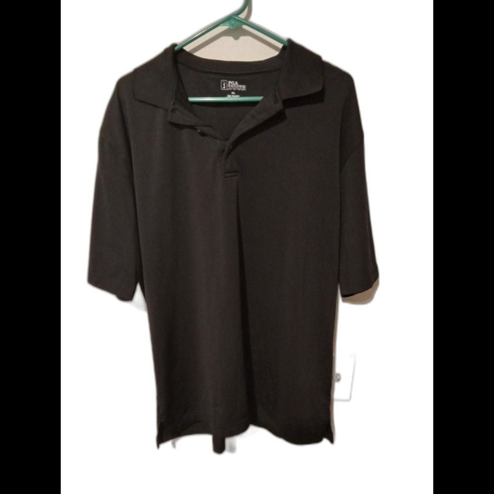 PGA Tour Men's Black Polo Golf Shirt Size XL Short Sleeve RN# 37763